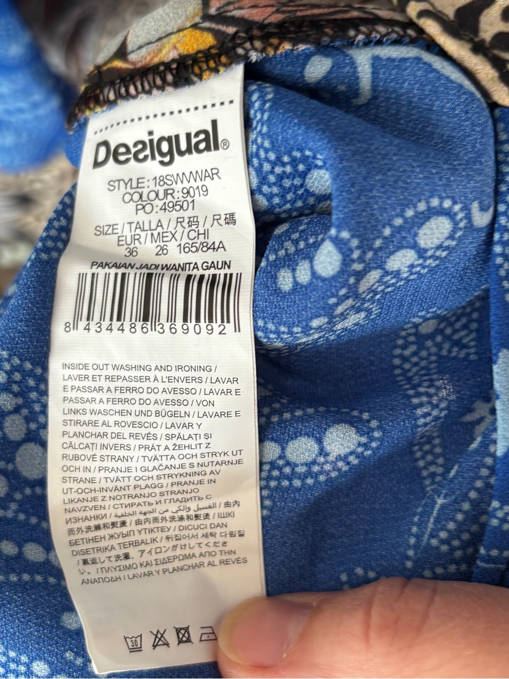 DESIGUAL Mixed Print Patchwork Kimono Sleeve Belted Midi Dress | Size 36 / S - Picture 11 of 11